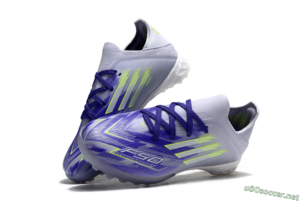 Kids Adidas F50 Elite TF Football Shoes - Purple/Electric Green/Soft Gray 0