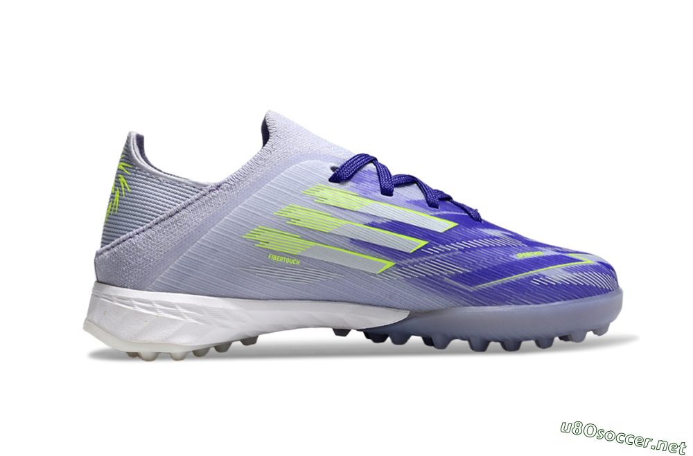 Kids Adidas F50 Elite TF Football Shoes - Purple/Electric Green/Soft Gray 5