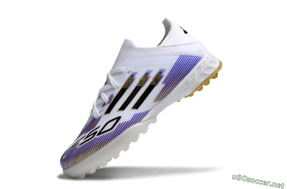 Kids Adidas F50 Elite TF Football Shoes - White/Purple Dream/Gold Rush 4