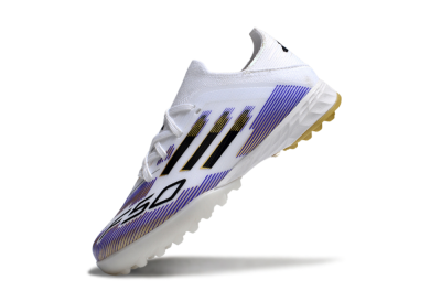 Kids Adidas F50 Elite TF Football Shoes - White/Purple Dream/Gold Rush