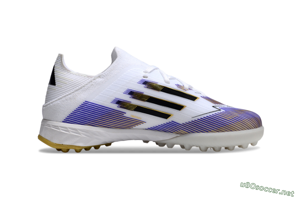 Kids Adidas F50 Elite TF Football Shoes - White/Purple Dream/Gold Rush 5