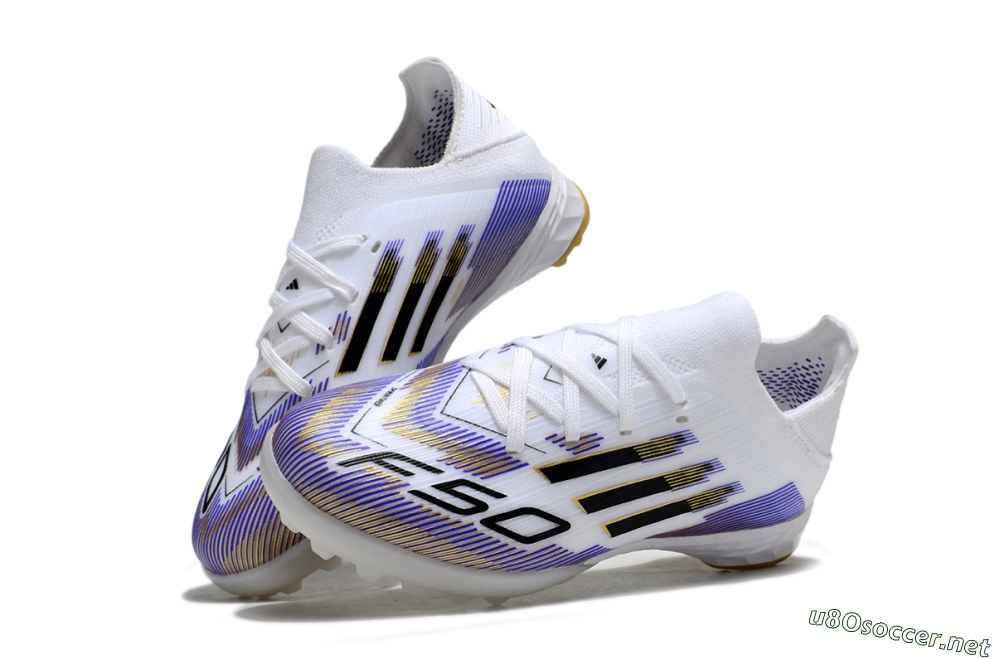 Kids Adidas F50 Elite TF Football Shoes - White/Purple Dream/Gold Rush 0
