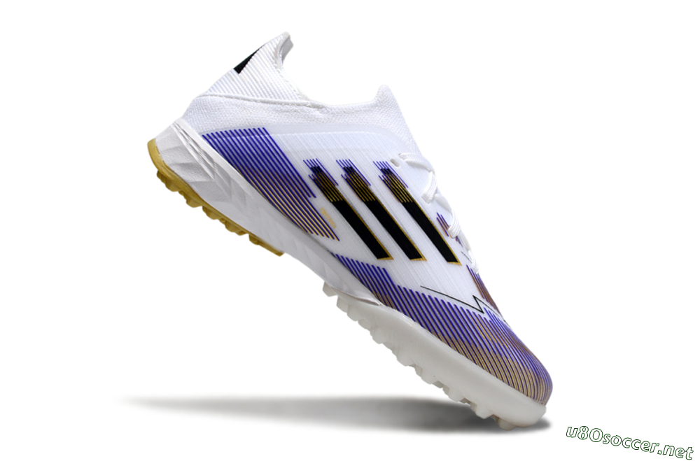 Kids Adidas F50 Elite TF Football Shoes - White/Purple Dream/Gold Rush 3