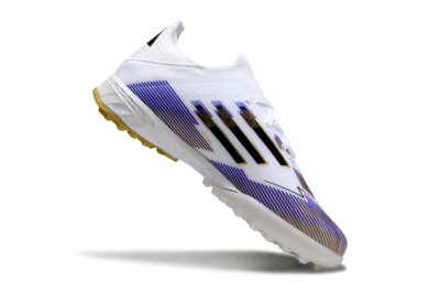 Kids Adidas F50 Elite TF Football Shoes - White/Purple Dream/Gold Rush