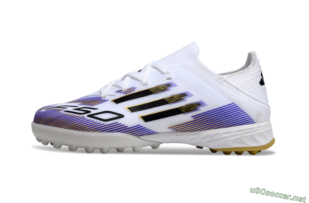 Kids Adidas F50 Elite TF Football Shoes - White/Purple Dream/Gold Rush 2