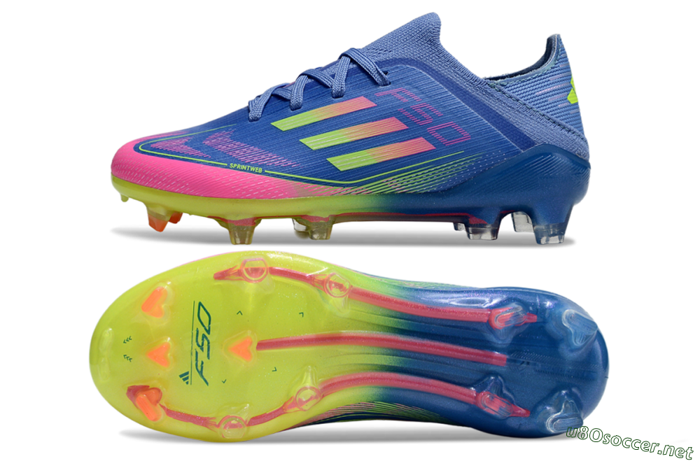 Kids Adidas F50 Elite FG Football Boots - Blue/Neon Pink/Florescent Yellow 1