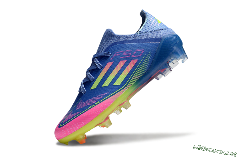 Kids Adidas F50 Elite FG Football Boots - Blue/Neon Pink/Florescent Yellow 4