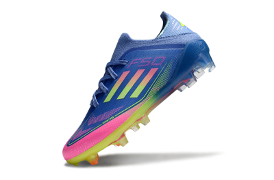Kids Adidas F50 Elite FG Football Boots - Blue/Neon Pink/Florescent Yellow