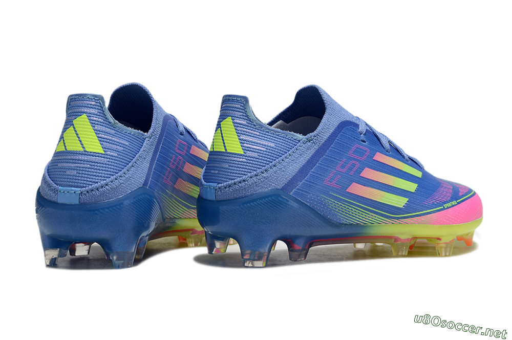 Kids Adidas F50 Elite FG Football Boots - Blue/Neon Pink/Florescent Yellow 6