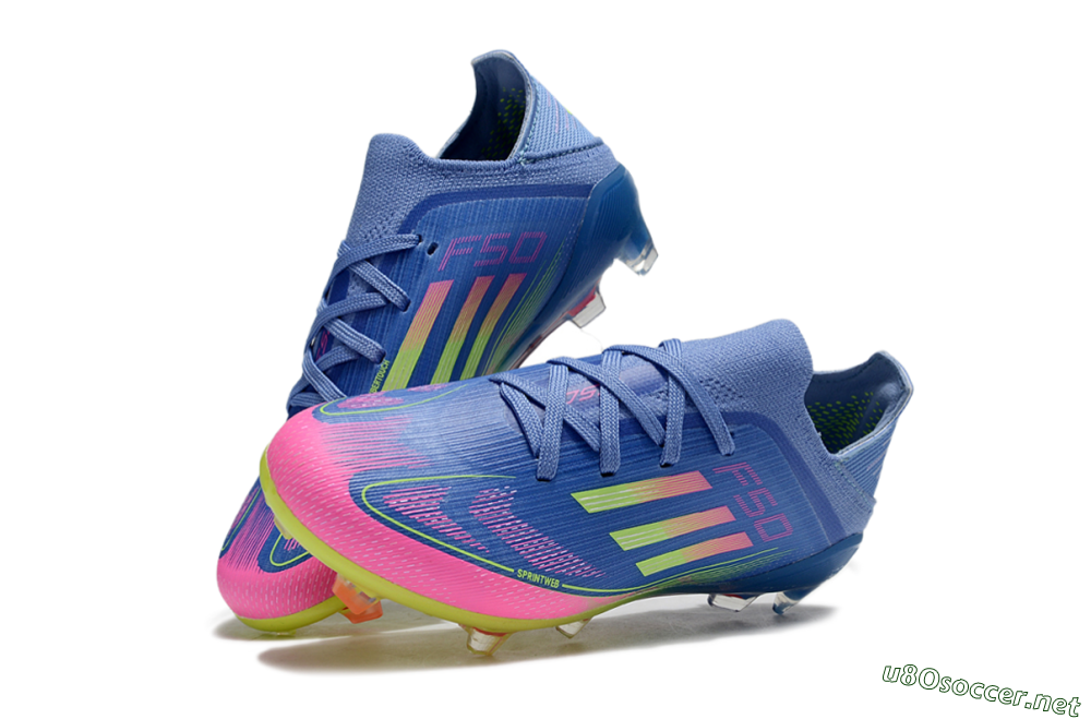 Kids Adidas F50 Elite FG Football Boots - Blue/Neon Pink/Florescent Yellow 0