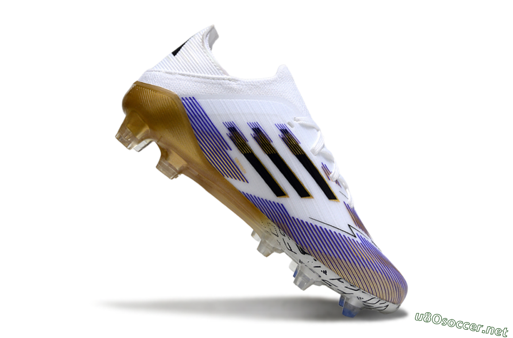 Kids Adidas F50 Elite FG Football Boots - White/Violet Fade/Gold Accents 4