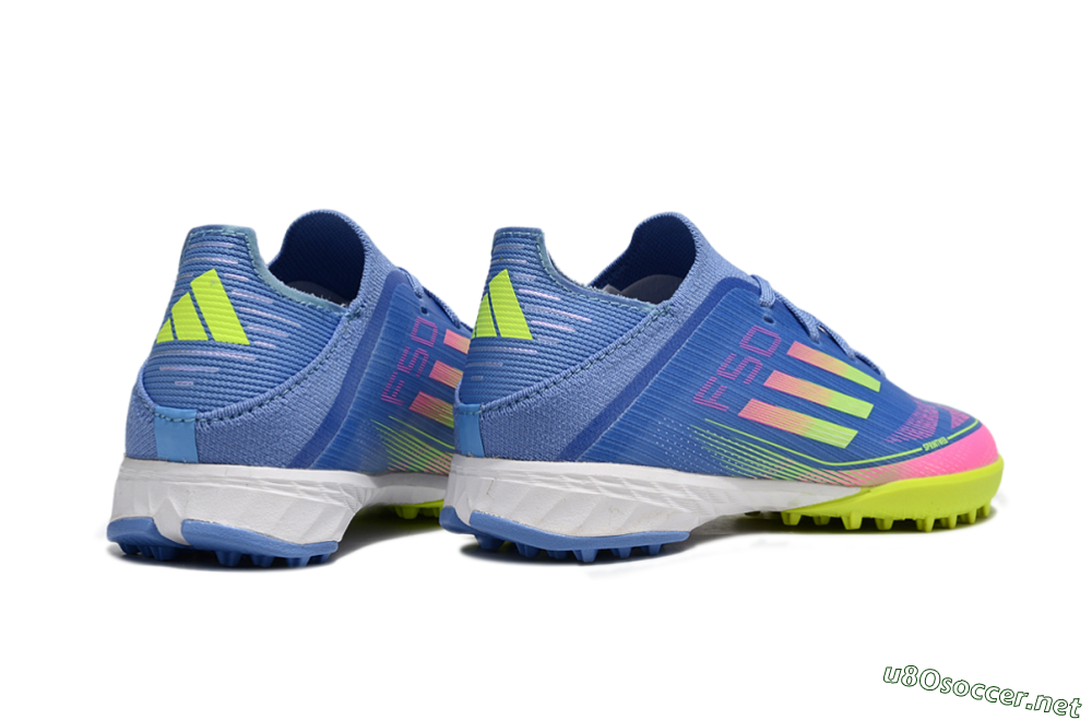 Kids Adidas F50 Elite TF Football Shoes - Blue/Neon Green/Fuchsia Pink 6