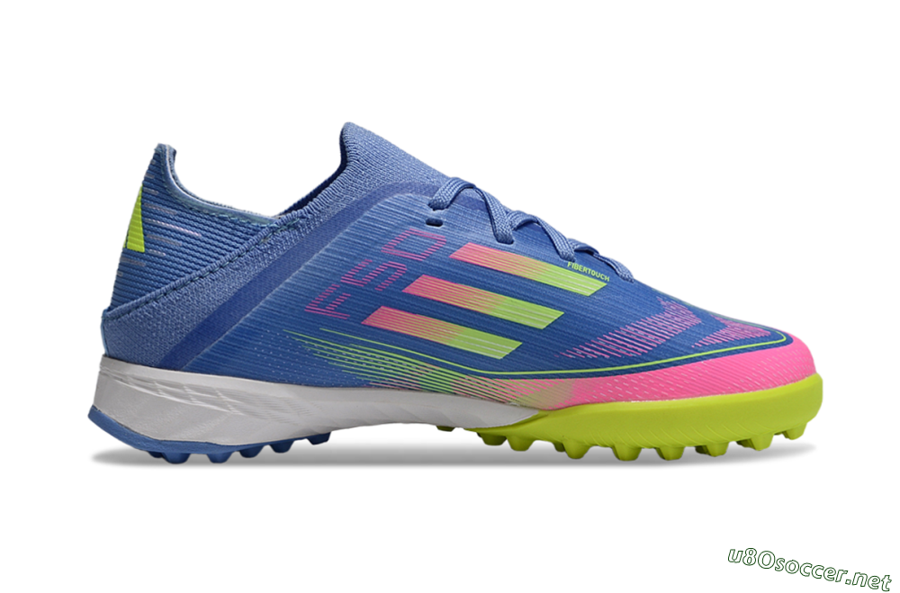 Kids Adidas F50 Elite TF Football Shoes - Blue/Neon Green/Fuchsia Pink 5