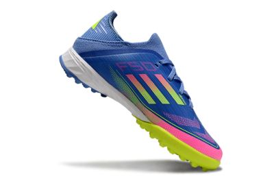 Kids Adidas F50 Elite TF Football Shoes - Blue/Neon Green/Fuchsia Pink