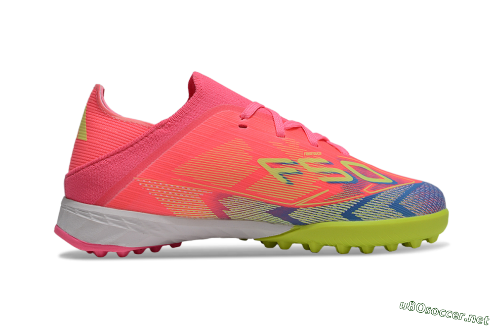 Kids Adidas F50 Elite TF Football Shoes - Pink/Neon Green/Blue Gradient 5