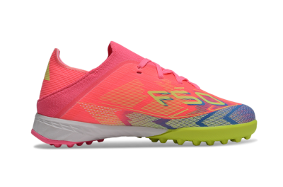 Kids Adidas F50 Elite TF Football Shoes - Pink/Neon Green/Blue Gradient