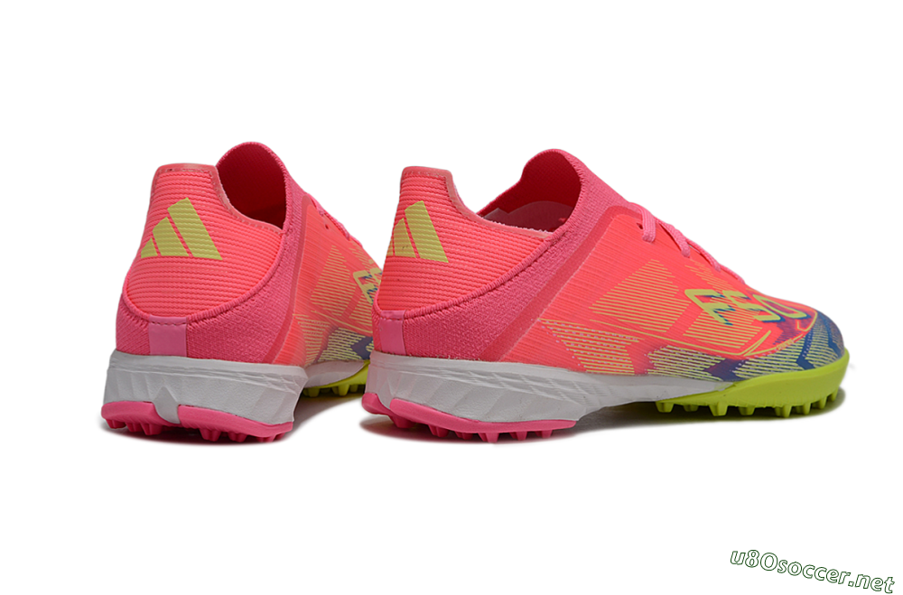 Kids Adidas F50 Elite TF Football Shoes - Pink/Neon Green/Blue Gradient 6