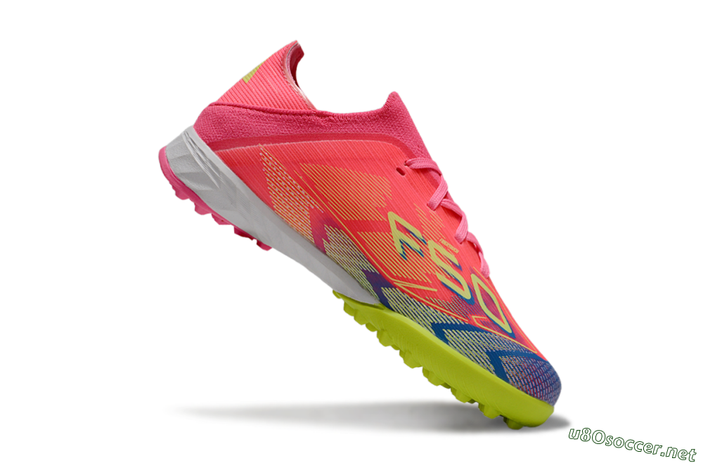 Kids Adidas F50 Elite TF Football Shoes - Pink/Neon Green/Blue Gradient 3