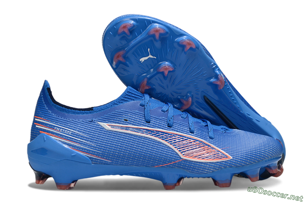 Men's Puma Ultra Ultimate FG Football Boots - Blue/Electric Blue/Coral Accent 2