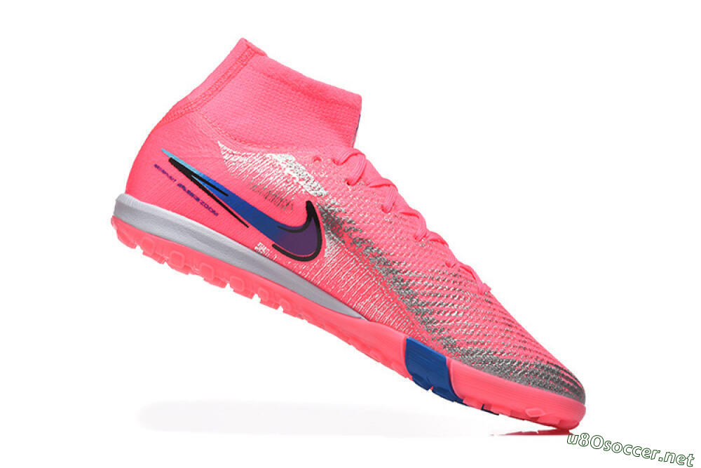 Men's Nike Air Zoom Mercurial Superfly 10 Elite TF Football Shoes - Pink/Electric Pink/Blue Blast 7