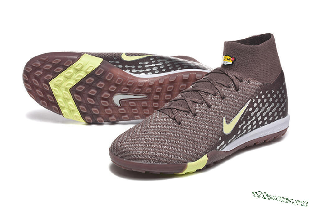 Men's Nike Air Zoom Mercurial Superfly 10 Elite TF Football Shoes - Brown/Lime Green/Gray 3