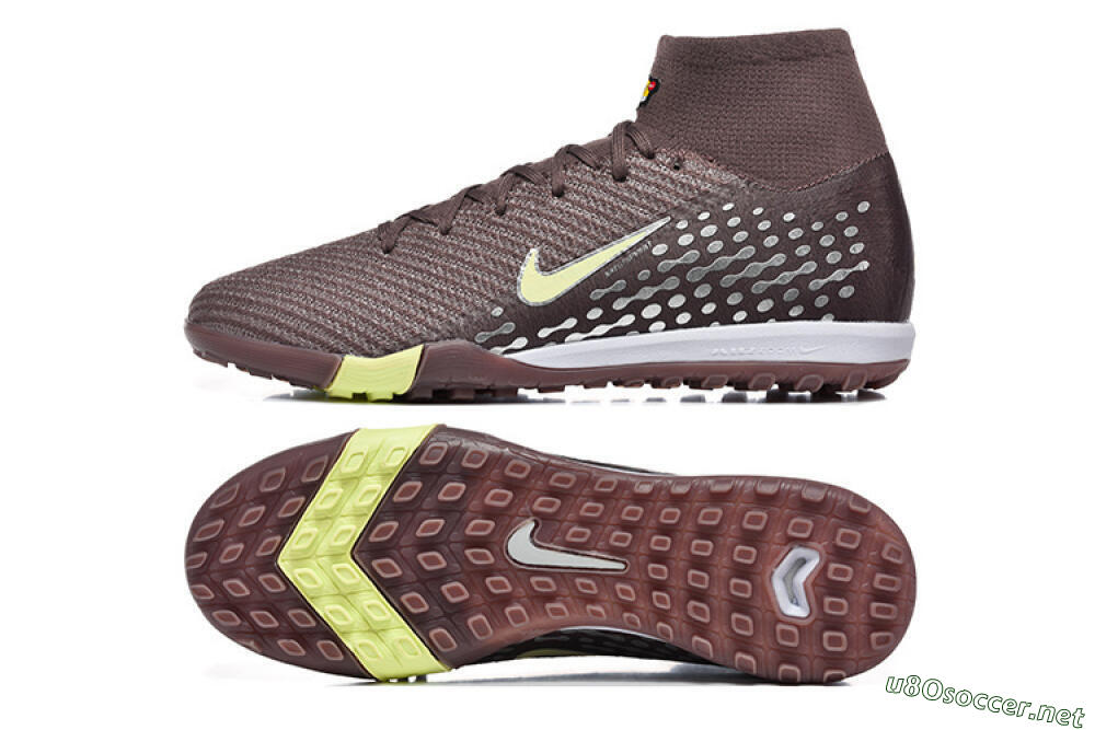 Men's Nike Air Zoom Mercurial Superfly 10 Elite TF Football Shoes - Brown/Lime Green/Gray 1