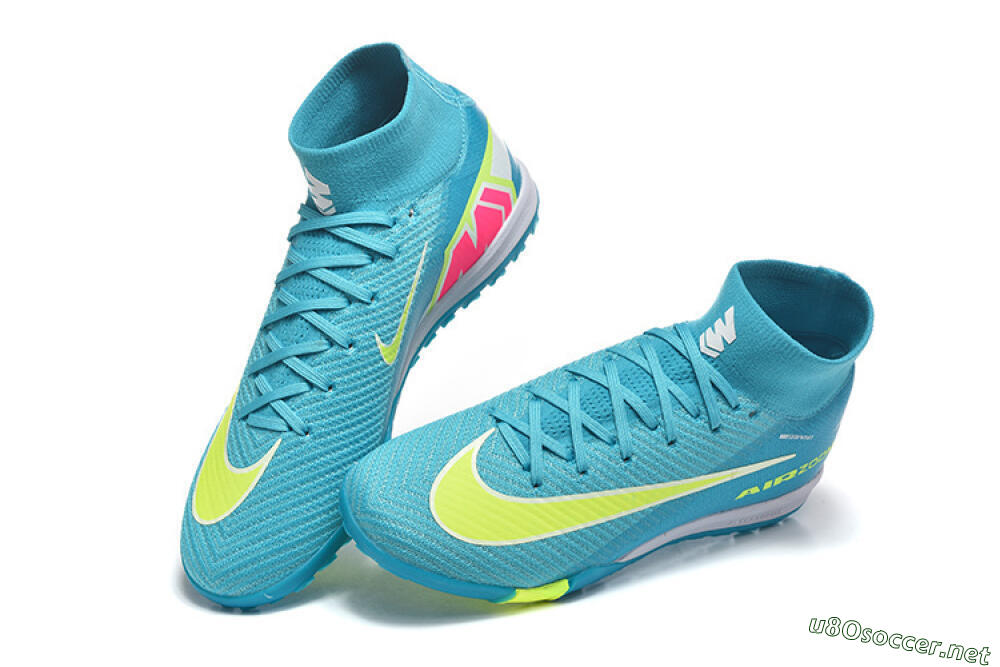 Men's Nike Air Zoom Mercurial Superfly 10 Elite TF Football Shoes - Blue/Electric Lime/Neon Yellow 6