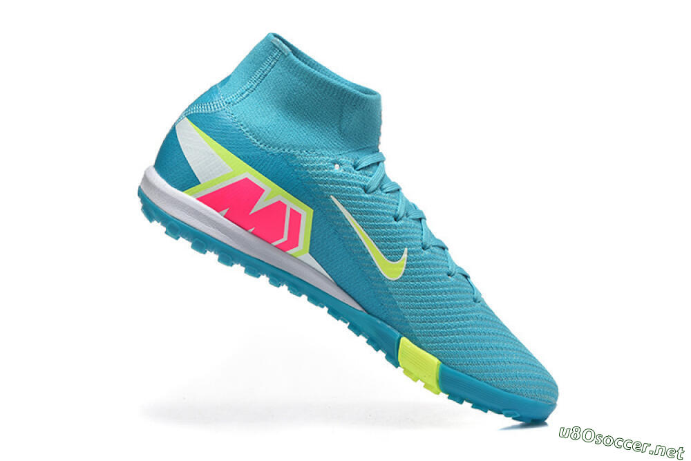 Men's Nike Air Zoom Mercurial Superfly 10 Elite TF Football Shoes - Blue/Electric Lime/Neon Yellow 7