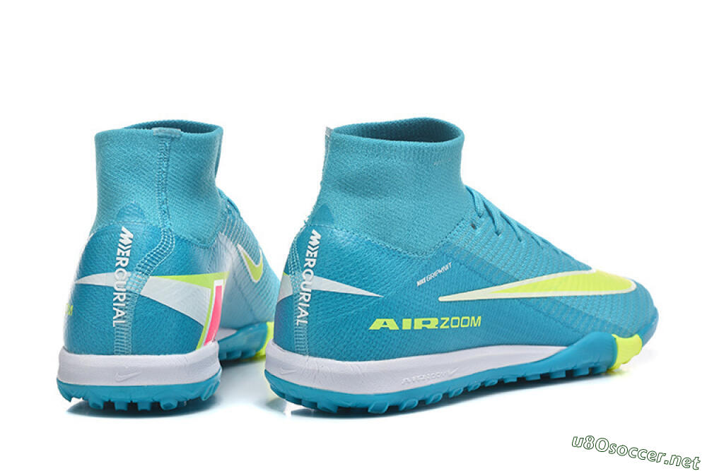 Men's Nike Air Zoom Mercurial Superfly 10 Elite TF Football Shoes - Blue/Electric Lime/Neon Yellow 9