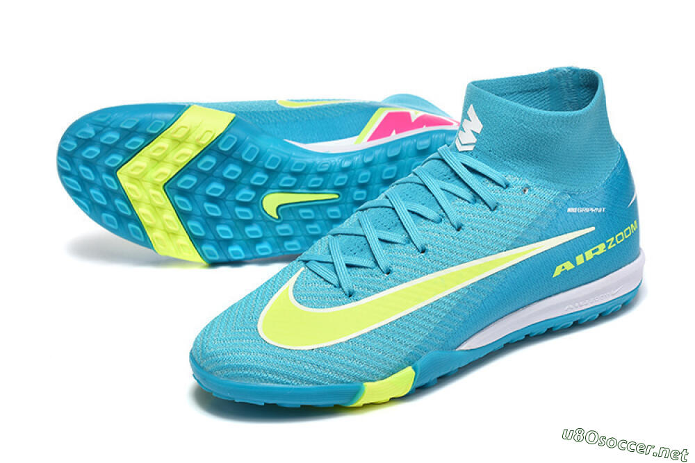 Men's Nike Air Zoom Mercurial Superfly 10 Elite TF Football Shoes - Blue/Electric Lime/Neon Yellow 3