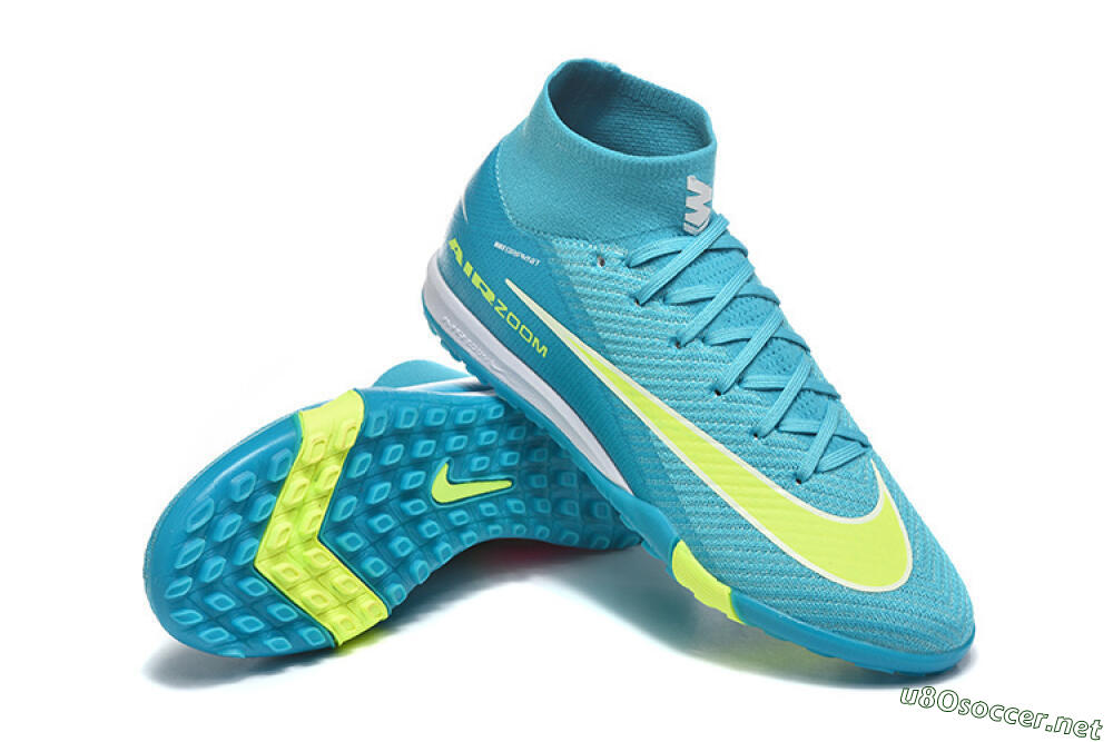 Men's Nike Air Zoom Mercurial Superfly 10 Elite TF Football Shoes - Blue/Electric Lime/Neon Yellow 4