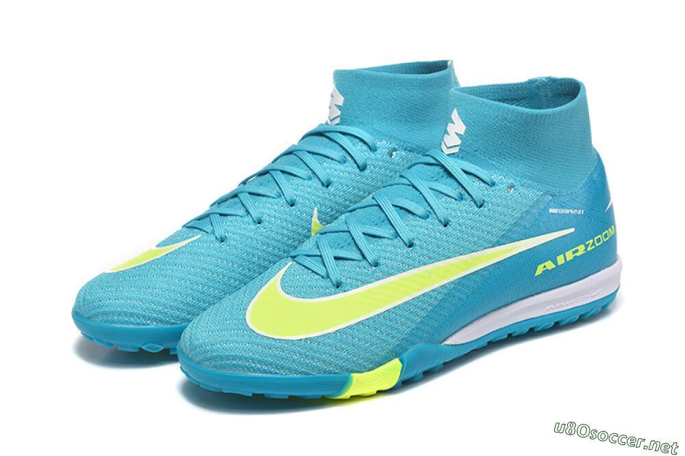 Men's Nike Air Zoom Mercurial Superfly 10 Elite TF Football Shoes - Blue/Electric Lime/Neon Yellow 5