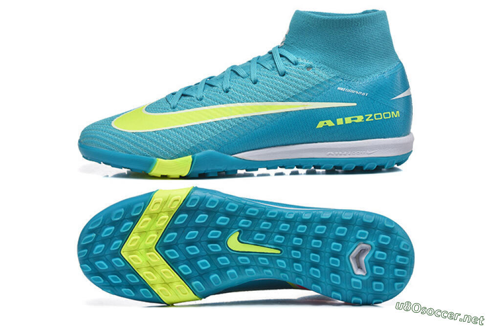 Men's Nike Air Zoom Mercurial Superfly 10 Elite TF Football Shoes - Blue/Electric Lime/Neon Yellow 1