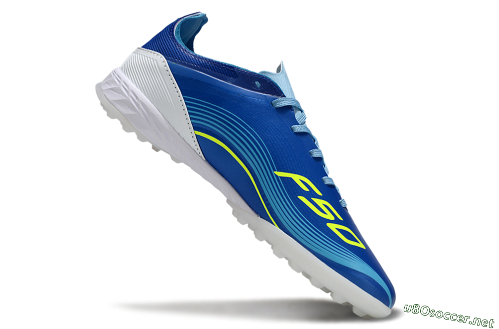 Unisex Messi x Adidas F50 Pro TF Football Shoes - Blue/Neon Green/White 5