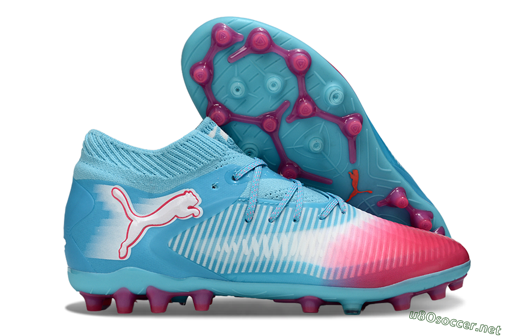 Men's Puma Future 8 Ultimate MG Football Boots - Blue/Sky Blue/Fuchsia Pink 2