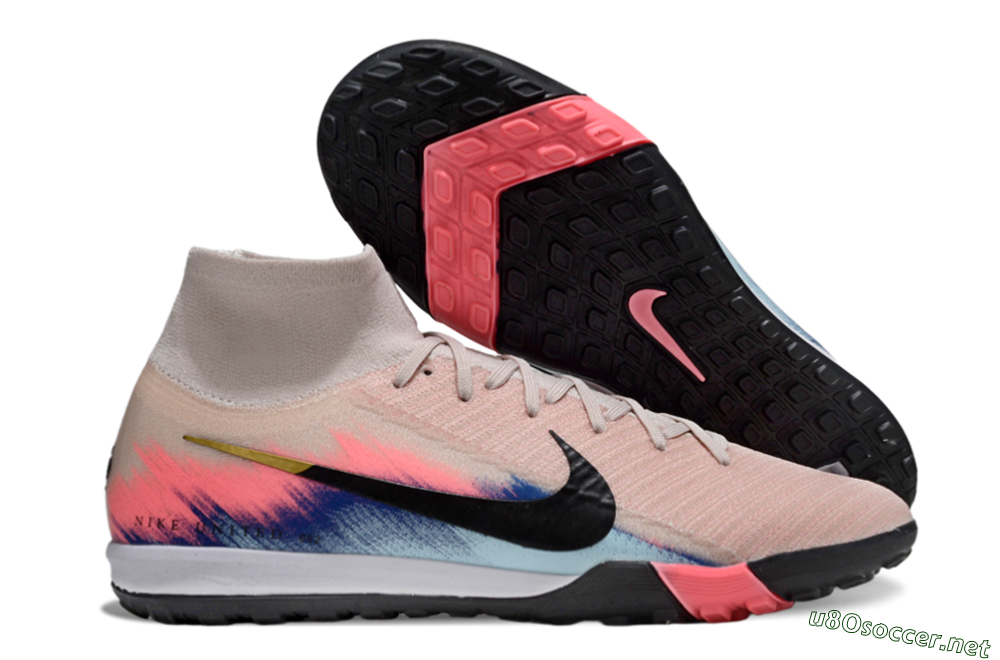 Unisex Nike Air Zoom Mercurial Superfly 10 Elite TF Football Shoes - Pink/Soft Pink/Light Blue 2