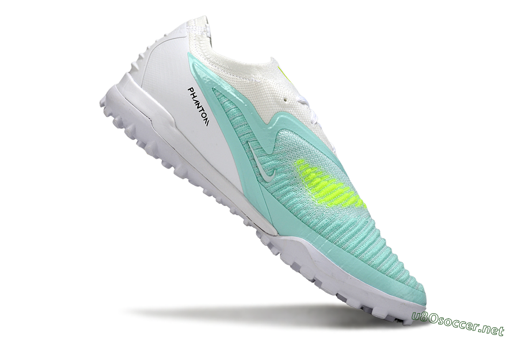 Men's Nike Phantom 6 Low Elite TF Football Shoes - Aqua/Lime Green/White 4