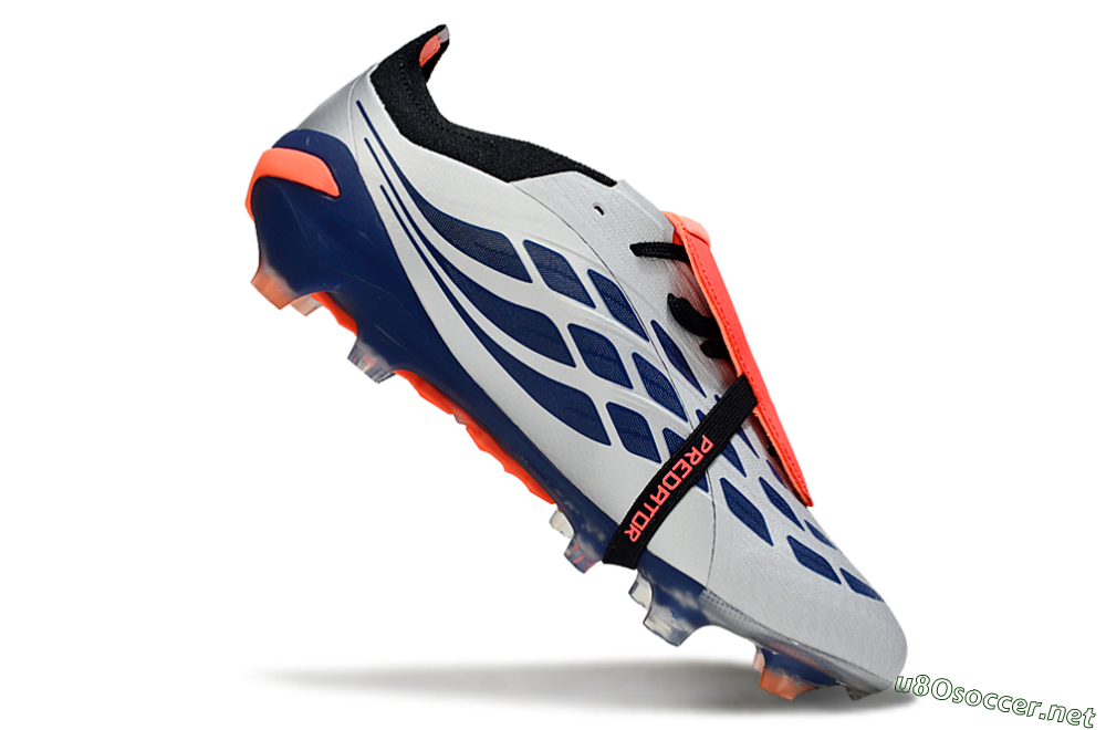 Men's Adidas Predator 26 Elite Fold-Over Tongue FG Football Boots - Gray/Navy Blue/Orange 4