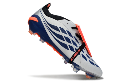 Men's Adidas Predator 26 Elite Fold-Over Tongue FG Football Boots - Gray/Navy Blue/Orange