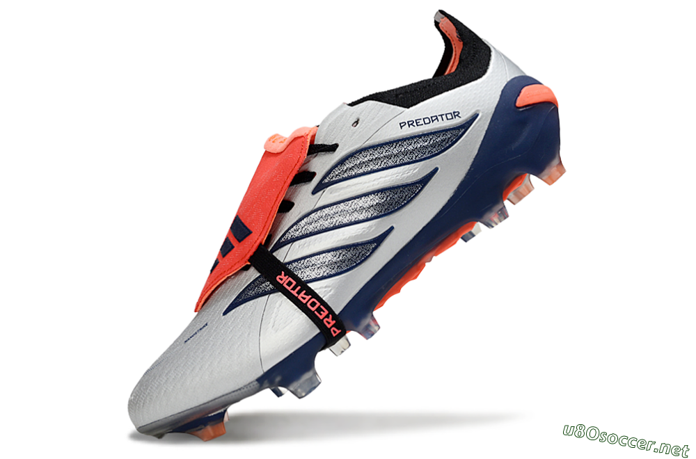 Men's Adidas Predator 26 Elite Fold-Over Tongue FG Football Boots - Gray/Navy Blue/Orange 5