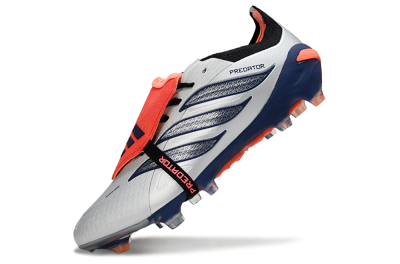 Men's Adidas Predator 26 Elite Fold-Over Tongue FG Football Boots - Gray/Navy Blue/Orange