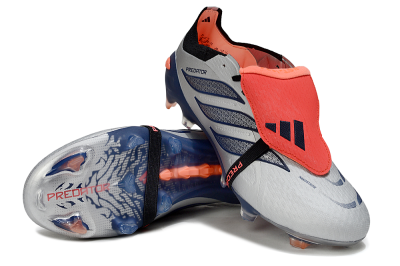 Men's Adidas Predator 26 Elite Fold-Over Tongue FG Football Boots - Gray/Navy Blue/Orange