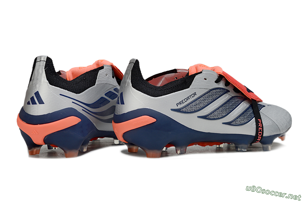 Men's Adidas Predator 26 Elite Fold-Over Tongue FG Football Boots - Gray/Navy Blue/Orange 6