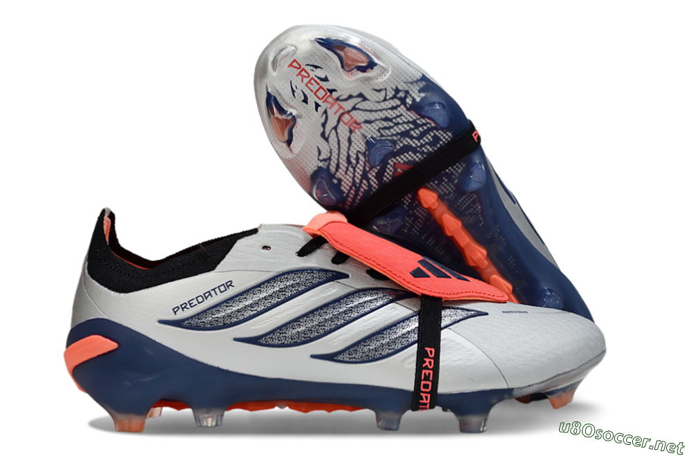 Men's Adidas Predator 26 Elite Fold-Over Tongue FG Football Boots - Gray/Navy Blue/Orange 2