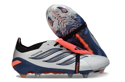 Men's Adidas Predator 26 Elite Fold-Over Tongue FG Football Boots - Gray/Navy Blue/Orange