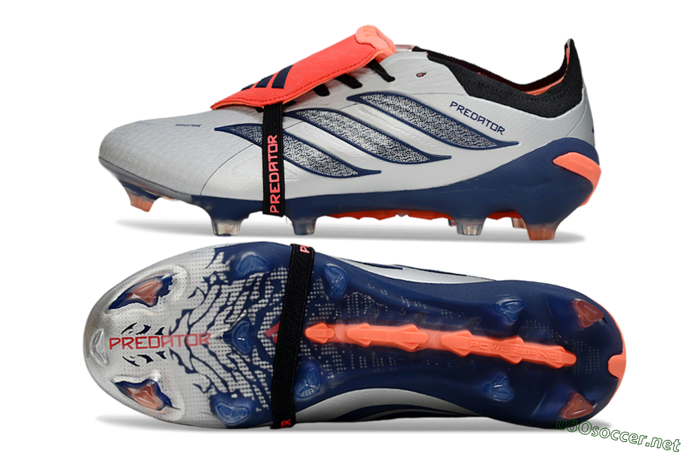 Men's Adidas Predator 26 Elite Fold-Over Tongue FG Football Boots - Gray/Navy Blue/Orange 1