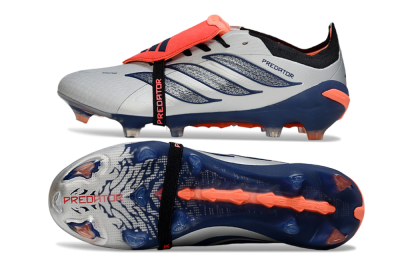 Men's Adidas Predator 26 Elite Fold-Over Tongue FG Football Boots - Gray/Navy Blue/Orange