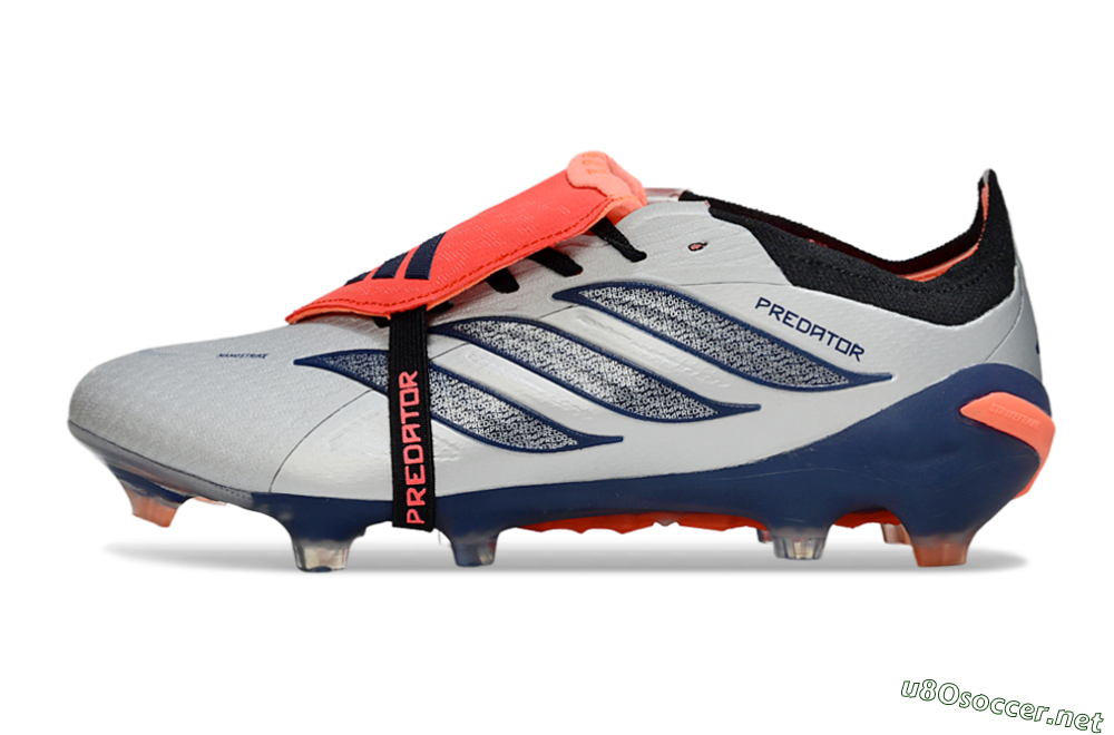 Men's Adidas Predator 26 Elite Fold-Over Tongue FG Football Boots - Gray/Navy Blue/Orange 0