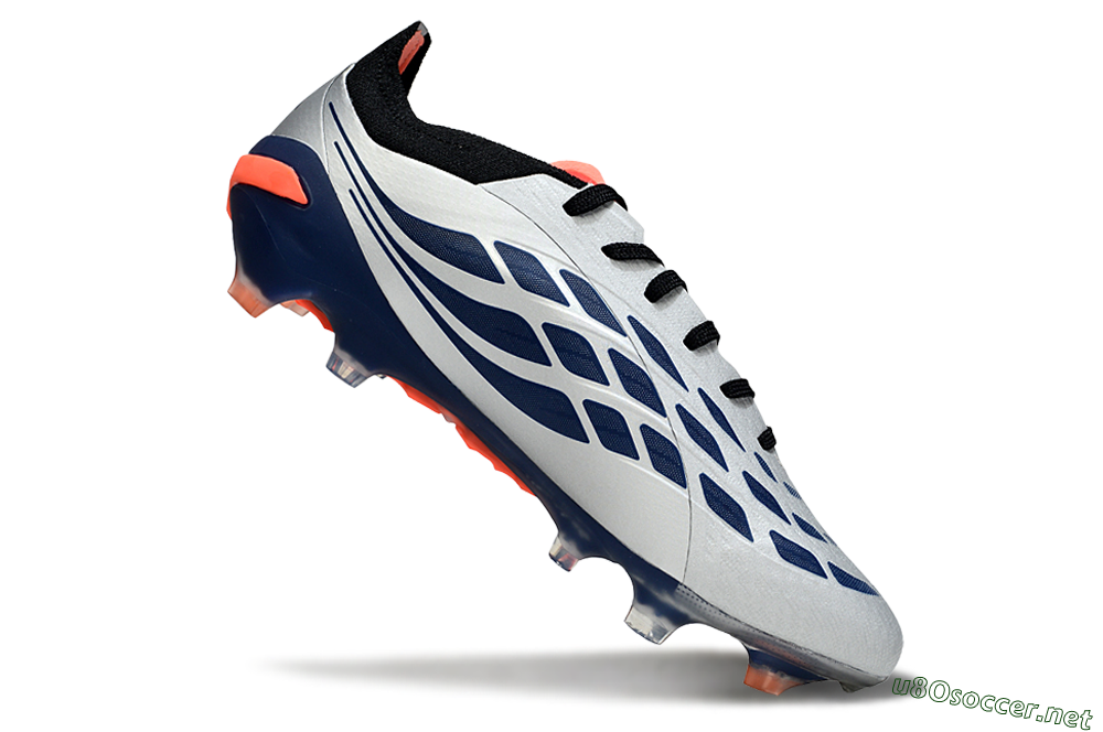 Men's Adidas Predator 26 Elite FG Football Boots - Silver/Navy Blue/Neon Orange 4