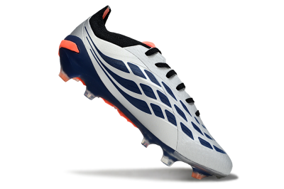 Men's Adidas Predator 26 Elite FG Football Boots - Silver/Navy Blue/Neon Orange